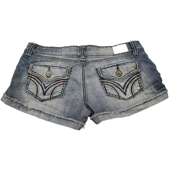 Set Lot Of 2 YMI + ZD Juniors jean shorts, bundle size 9, cotton Distressed Y2K - Picture 7 of 16